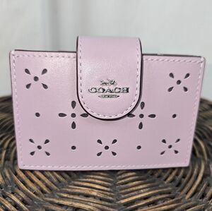 Coach Leather Accordion Card Case Soft Lilac CA066 NWT